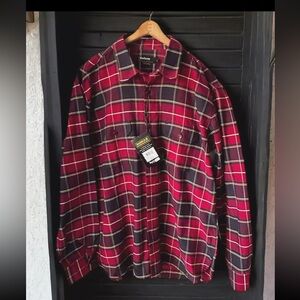 NWT Barbour Sz L Plaid  Button Up Long Sleeve Shirt Cotton Black Red